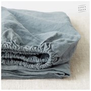 Modrá/sivá napínacia ľanová plachta 160x200 cm Blue Fog – Linen Tales