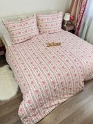 Obliečky bavlnené Village ružové TiaHome - 1x Vankúš 90x70cm, 1x Paplón 140x200cm