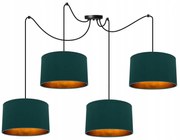 Závesné svietidlo Shade Spider, 4x zelené textilné tienidlo, čierna konštrukcia, g