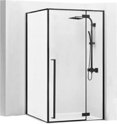 Rea Fargo, sprchový kút 100x80 cm + biela sprchová vanička Savoy, čierna matná, KPL-K4906