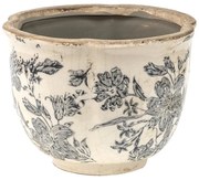 Keramický obal na kvetináč so šedými kvetmi Mell French S - Ø 16*12 cm