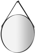 Sapho Sapho, ORBITER zrkadlo guľaté s koženým popruhom, ø 70cm, čierna matná, ORT070