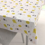 Biante Detský bavlnený obdĺžnikový obrus Sandra SA-649 Slony a levy na bielom 50x100 cm