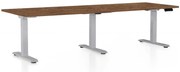 Výškovo nastaviteľný stôl OfficeTech Long, 240 x 80 cm, sivá podnož, dub silverjack