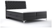 Manželská posteľ Boxspring 180 cm Molera (čierna ekokoža) (s úložným priestorom). Akcia -19%. Vlastná spoľahlivá doprava až k Vám domov. 1044264