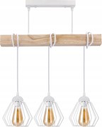 BERGE LED závesné stropné svietidlo, drevený trám, 3xE27 - biela