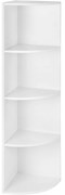 Rohový regál so 4 policami, rohová polica, biela