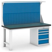 Pracovný stôl do dielne GB s nadstavbou a zásuvkovým boxom na náradie, 1800 mm