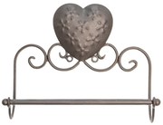 Hnedý antik držiak na uterák so srdcom Hart Flowy - 25*8*20 cm
