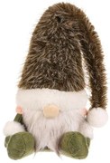 Vianočná dekorácia Škriatok sediaci, v. 20 cm, zelená/biela, 20 CM