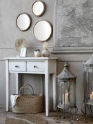 Hnedé antik okrúhle nástenné zrkadlo s bambusovým rámom Bamboo - Ø 24*2 cm