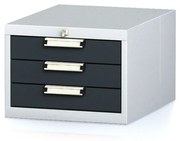 Alfa 3 Závesný dielenský box na náradie k pracovným stolom MECHANIC, 3 zásuvky, 480 x 600 x 351 mm, antracitové dvere