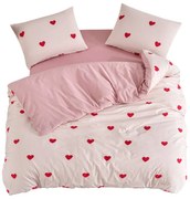 Ružové obliečky na dvojlôžko/predĺžené s plachtou/4-dielne 200x220 cm Red Heart – Mila Home