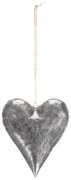 Závesné kovové srdce strieborná, 15 x 2 x 18 cm