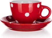Šálka s tanierikom Dots 100 ml, červená bodkovaná%