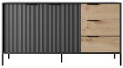 Komoda Rastafa 2D3S (dub artisan + čierna). Akcia -21%. Vlastná spoľahlivá doprava až k Vám domov. 1071379