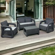 Štýlová ratanová súprava pre 4 osoby - sivá