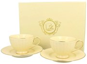 Porcelánová šálka na nohe s podšálkou Ecru Nina 220 ml sada 2ks