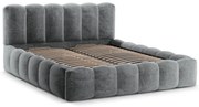 Sivá čalúnená dvojlôžková posteľ s úložným priestorom a roštom 200x200 cm Lupine – Micadoni Home