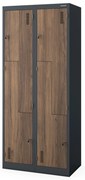 Šatňová skrinka typu L so štyrmi priehradkami, antracitová/orechová, 800x1850x450 mm: JULIA Eco Design