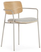 Svetlosivé/v prírodnej farbe čalúnené jedálenské kreslá v súprave s podrúčkami Nour – MOME