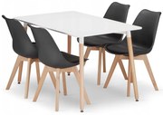 Jedálenský set 1 + 4, stôl ADRIA 120x80cm biely + stoličky BALI MARK čierna