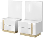 Nočné stolíky s osvetlením Arco dub grandson/biela lesklá