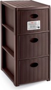 STEFANPLAST Plastový úložný regál Elegance Slim, 3 zásuvky, hnedý