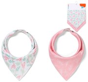 Detský podbradník/šatka 2D sada BabyOno Listy, ružová/biela
