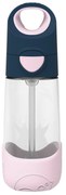 Fľaša na pitie so slamkou 450 ml - indigo/ružová