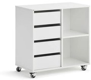 Študentská úložná skrinka CASPER, 4 zásuvky, 2 priehradky, biela