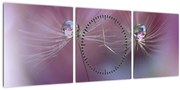 Obraz kvapôčok na páperí (s hodinami) (90x30 cm)