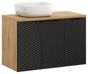 Koupelnová skříňka Ocean s deskou a umyvadlem 90 cm černá/dub olejovaný