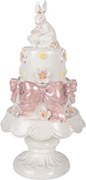 Bielo-ružová dekorácia zajačikovia na torte na podstavci - Ø 15*29 cm