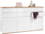 XXXLutz ŠIROKÁ KOMODA, farba duba, biela s vysokým leskom, 180/102/50 cm Carryhome - Komody - 002593009402