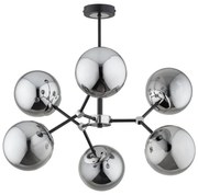 Luster na tyči FOTON 6xE14/40W/230V čierna/šedá