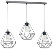 Závesné svietidlo Basket, 3x sivé drôtené tienidlo, gr