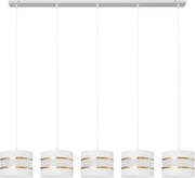 Luster na lanku HELEN 5xE27/15W/230V biela/zlatá