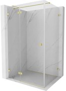 Mexen Lunar T, sklápací sprchový kút ľavý 110 x 70 cm, 8mm číre sklo, zlatý kartáčovaný - 834T-110-070-55-00-L