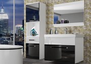 Kúpeľňový nábytok Belini čierny lesk / biely lesk + umývadlo + zrkadlo  ROD P 3/0/W/BW/0/ZW