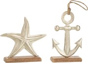 Set 2ks strieborná raw dekorácia hviezda a kotva Sea Decor - 20*5*19 cm