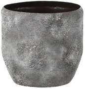 Sivý veľký kovový obal na kvetináč Rough - Ø 40*37 cm