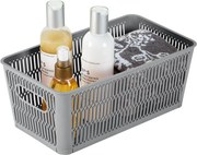 Orion M - Univerzálny košík NESTA, výsuvné klapky na stohovanie, sivý 29 x 17 x 12 cm