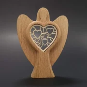 AMADEA Drevený anjel s vkladom - srdce, masívne drevo, výška 10 cm