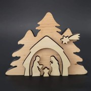 AMADEA Drevená postieľka, odstupňovaná, masívne drevo, 13x10x1,1 cm