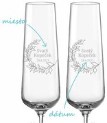 Svadobné poháre na sekt Vavrínový veniec, 2 ks