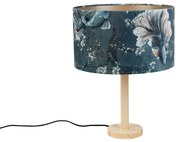 Drevená stolová lampa s plyšovým tienidlom Ryba 35 cm - Mels