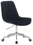 LuxuryForm DESIGN Stolička PARIS VELUR na striebornej podstave s kolieskami - čierna