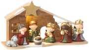 Prírodný svietiaci Betlehem s keramickými postavičkami Nativity - 31*10*16 cm