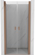 Mexen MIST, 2-krídlové sprchové dvere (d+d) 70x200 cm, 6mm číre sklo, medený matný profil, 8A7-070-000-65-00